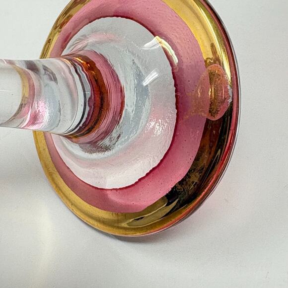 Set 6 Vtg Bohemian Cranberry Shah Qajar Persian King Cordial Glasses Gilt Red - Picture 9 of 9